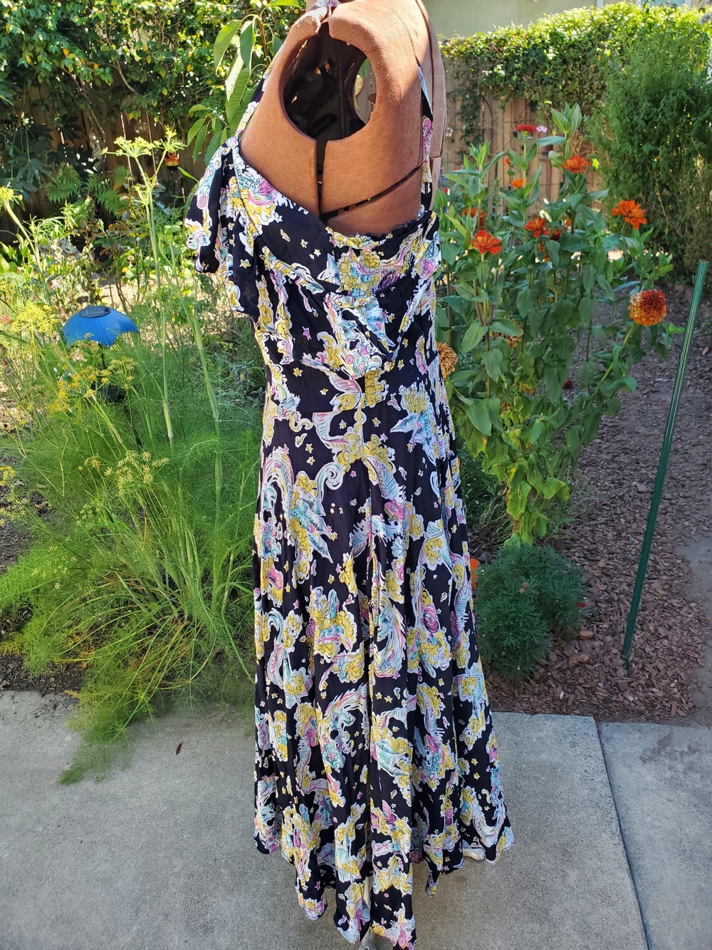 Trashy Diva Black Cinderella Maxi Dress with Pastel Yellow & Pink - Picture 3 of 7